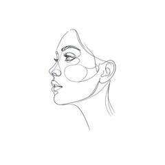 Poster encadré Minimalist line art depicting dreaming woman face profile
