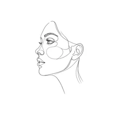 Papier peint photo intissé Minimalist line art depicting dreaming woman face profile