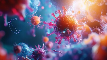 Vivid Medical representation of immunotherapy, medical approach that leverages body's immune system to fight diseases. Intersection of science background, Full HD, 32k Resolution