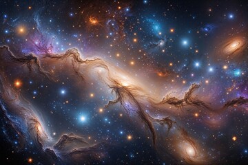 Obraz premium Infinite Cosmic Canvas Featuring Bright Stars Galaxies and Dreamy Nebulae