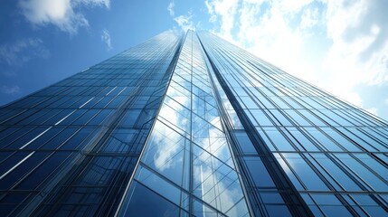 Fototapeta premium Solar Panels Installed on a Modern Glass Skyscraper
