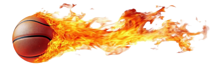 Burning basketball bal