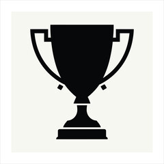 Trophy Cup Silhouette Vector – Bold Black Award Icon for Victory and Achievement