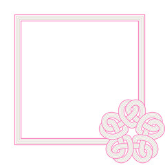 水引き風　おしゃれな桜結びのフレーム　ピンク・銀色　5本　四角枠　テキスト無し