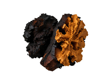 Obraz premium chaga healthy vitality mushroom, Inonotus obliquus, isolated on white or transparent png background