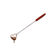 Vector illustration of fondue fork with heart-shaped marshmallow in hot chocolate.