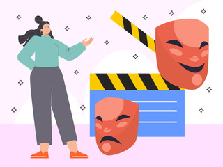 Comedy Film Concept Illustration Stylish and Beautiful