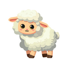 Sheep cute cartoon illustration. Vector clip art sheep isolated on white background Flat design element	
