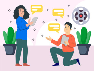 Dialogue Concept Illustration Stylish and Beautiful