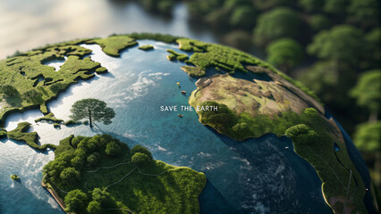 Fototapeta premium Earth day, Aerial view of a beautiful river landscape in Norway with mountains, greenery, and a peaceful coastline under a clear sky