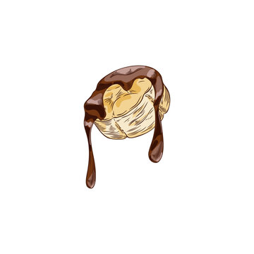 croissant with chocolate sauce dripping clip art preview