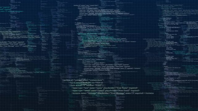 Animation of digital data moving on back background.  abstract background with binary code. 