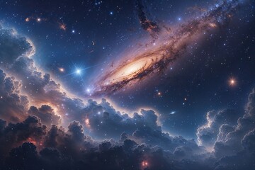 Fototapeta premium Stunning Illustration of Ethereal Starry Sky with Nebulae and Distant Galaxies