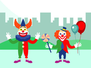 Clown Concept Illustration Stylish and Beautiful