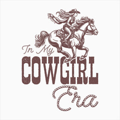 In My Cowgirl Era  Vintage Western Cow Girl T-shirt Design