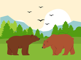 Bear Concept Illustration Stylish and Beautiful