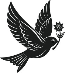 Flying Dove with Flower - Elegant Mother’s Day Vector Illustration