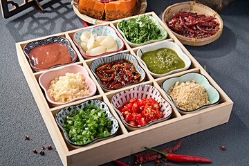 Old Beijing hot pot dipping sauce and side dishes combination