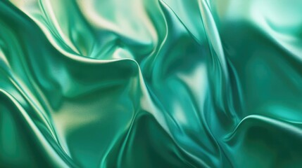 Obraz premium Teal Silk Fabric Texture Background Smooth Green Satin Drapes and Waves With Folds And Details Showing Surface Patterns And Design. Showing Smooth Shiny Luxurious Fabric Texture. Seamless Abstract