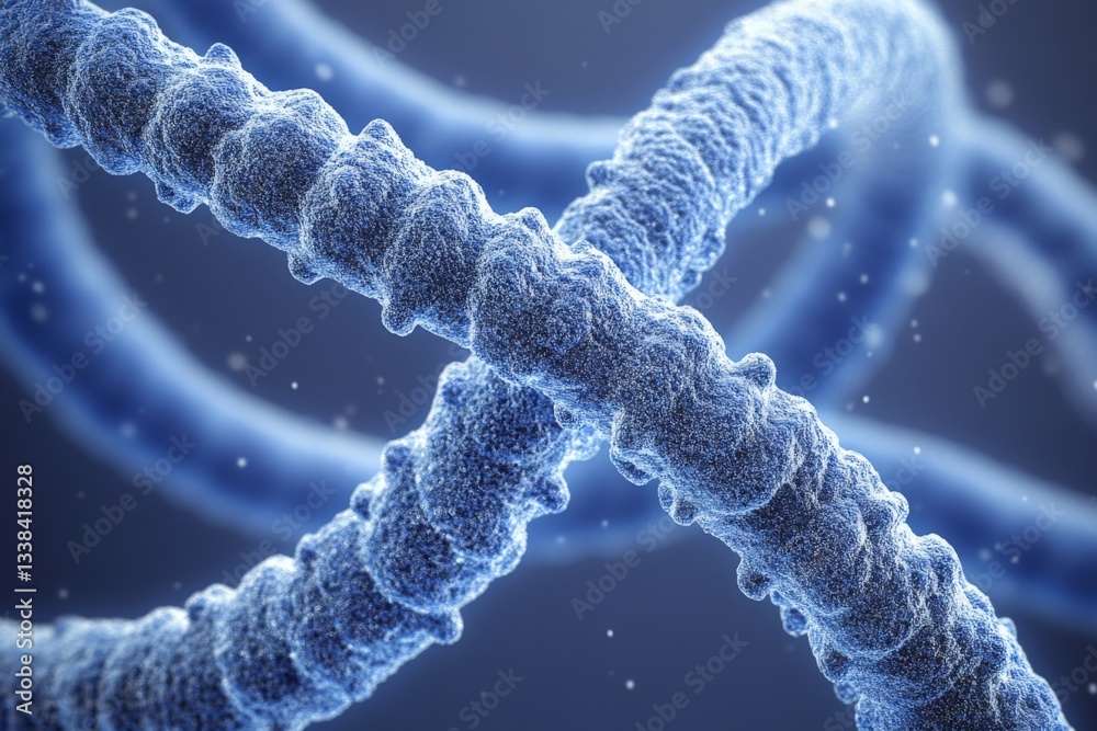 Poster Complex structure of intertwined biomolecules showcasing intricate details under scientific observation