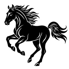 Obraz premium Silhouette of a powerful running stallion, symbolizing strength, speed, and freedom