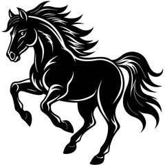 Obraz premium Silhouette of a powerful running stallion, symbolizing strength, speed, and freedom