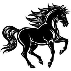 Silhouette of a powerful running stallion, symbolizing strength, speed, and freedom