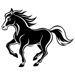 Silhouette of a powerful running stallion, symbolizing strength, speed, and freedom