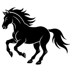 Obraz premium Silhouette of a powerful running stallion, symbolizing strength, speed, and freedom