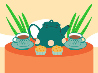 Afternoon Tea Concept Illustration Stylish and Beautiful