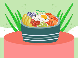 Bibimbap Concept Illustration Stylish and Beautiful