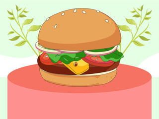Burger Sandwich Concept Illustration Stylish and Beautiful