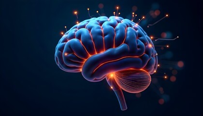 An image of a human brain with a neural network circuit overlay, symbolizing intelligent thinking and the processing of big data and artificial intelligence