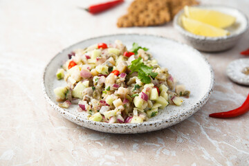 Herring tartare with cucumber