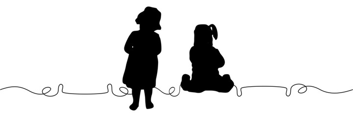 silhouette illustration with a children