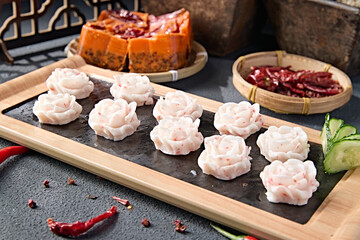 Peony flower shaped hot pot lobster balls