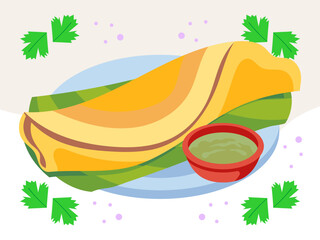 Masala Dosa Concept Illustration Stylish and Beautiful