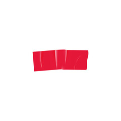 Vector 3d illustration of red adhesive tape, curved with wrinkles.