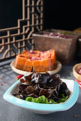 Hot pot ingredients: a plate of fresh black fungus