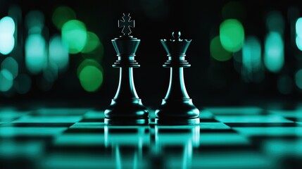 A highly detailed image of a king and queen in an endgame scenario, isolated for graphic design and educational purposes, illustrating the final moments of a decisive chess match