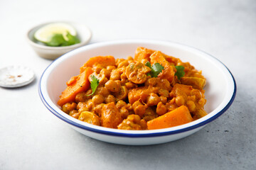 Pumpkin curry with chickpea and mushroom