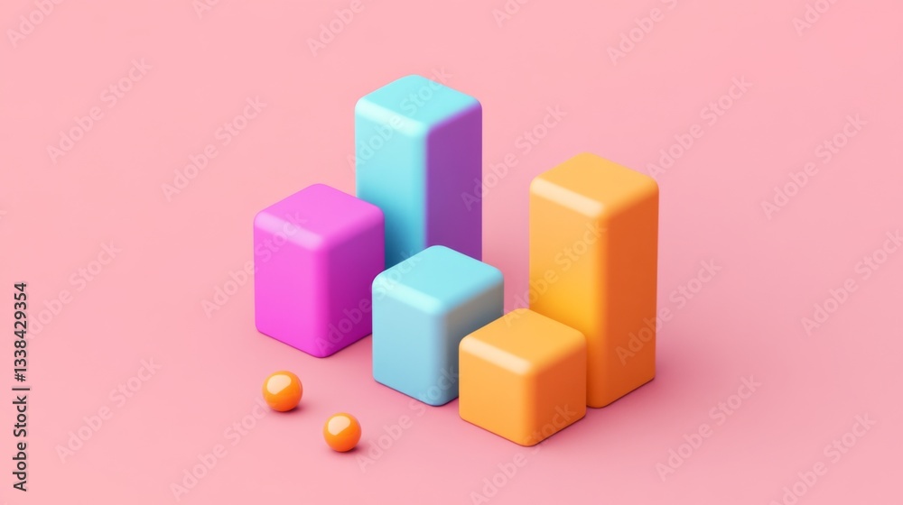 Fototapete an interactive-looking d bar graph with pulsating bars, symbolizing changing financial trends, set a