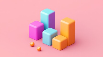 Obraz premium An interactive-looking D bar graph with pulsating bars, symbolizing changing financial trends, set against a sleek background for a futuristic feel.