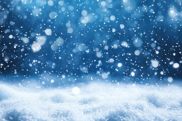 Enchanting Winter Scene with Falling Snowflakes and Soft Blue Background Creating a Magical and Serene Atmosphere Ideal for Holiday Themes