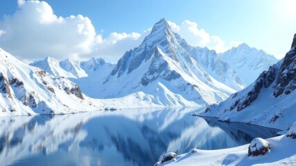 Obraz premium snowy mountains with a lake