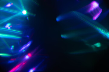 Color lens flare. Futuristic background. Blur fluorescent uv led illumination.