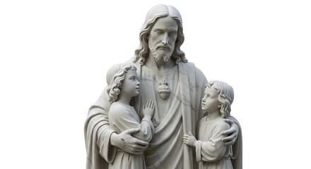 Fototapeta premium Jesus Christ with Children Statue, Detailed Carving