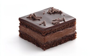 Rich Chocolate Dessert Square with Garnished Chocolate Shavings