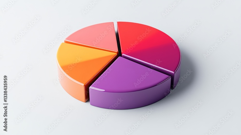 Poster A clean and minimalist D pie chart showcasing statistical data, with a soft shadow effect and evenly distributed segments that highlight key financial insights.