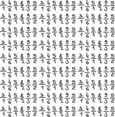 Mathematical fractions create texture with numbers.